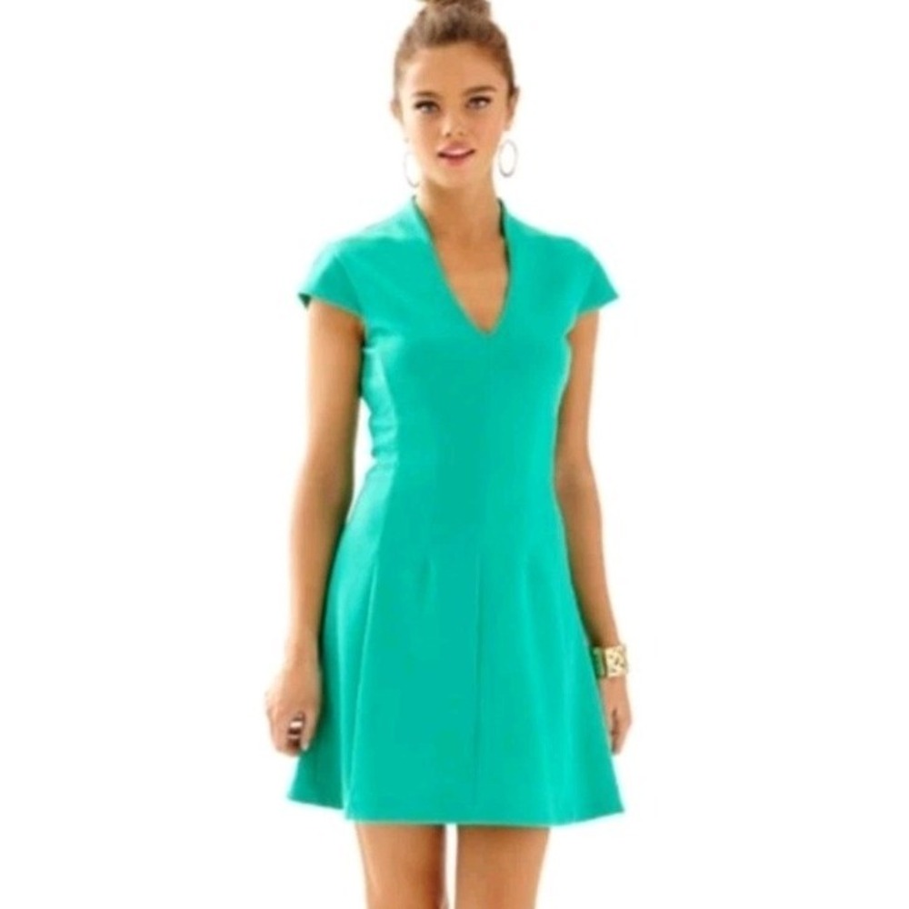 Lilly Pulitzer Bree Dress Jewel Green Fit & Flare Cap Sleeve 16926 Medium NWT